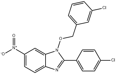 1-[(3-CHLOROBENZYL)OXY]-2-(4-CHLOROPHENYL)-6-NITRO-1H-1,3-BENZIMIDAZOLE 结构式