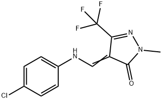 4-[(4-CHLOROANILINO)METHYLENE]-2-METHYL-5-(TRIFLUOROMETHYL)-2,4-DIHYDRO-3H-PYRAZOL-3-ONE 结构式