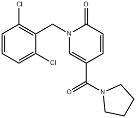 1-(2,6-DICHLOROBENZYL)-5-(1-PYRROLIDINYLCARBONYL)-2(1H)-PYRIDINONE 结构式