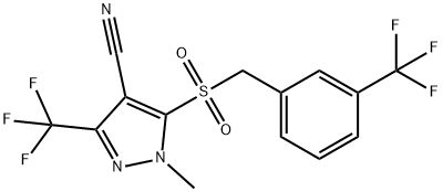 1-METHYL-3-(TRIFLUOROMETHYL)-5-([3-(TRIFLUOROMETHYL)BENZYL]SULFONYL)-1H-PYRAZOLE-4-CARBONITRILE 结构式