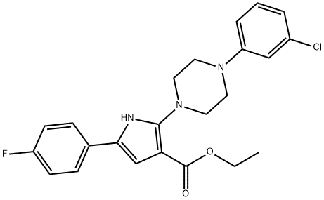 ETHYL 2-[4-(3-CHLOROPHENYL)PIPERAZINO]-5-(4-FLUOROPHENYL)-1H-PYRROLE-3-CARBOXYLATE 结构式