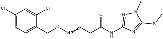 3-([(2,4-DICHLOROBENZYL)OXY]IMINO)-N-[1-METHYL-5-(METHYLSULFANYL)-1H-1,2,4-TRIAZOL-3-YL]PROPANAMIDE 结构式