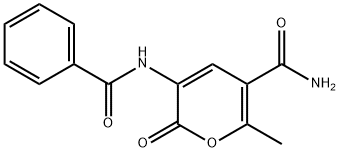 3-(BENZOYLAMINO)-6-METHYL-2-OXO-2H-PYRAN-5-CARBOXAMIDE 结构式