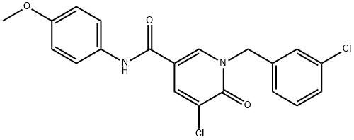 5-CHLORO-1-(3-CHLOROBENZYL)-N-(4-METHOXYPHENYL)-6-OXO-1,6-DIHYDRO-3-PYRIDINECARBOXAMIDE 结构式