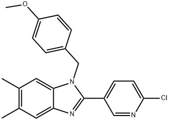 2-(6-Chloro-3-pyridinyl)-1-(4-methoxybenzyl)-5,6-dimethyl-1H-1,3-benzimidazole 结构式