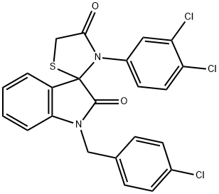 1-(4-CHLOROBENZYL)-3'-(3,4-DICHLOROPHENYL)SPIRO(2,3-DIHYDRO-1H-INDOLE-3,2'-THIAZOLIDINE)-2,4'-DIONE 结构式