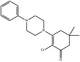 2-CHLORO-5,5-DIMETHYL-3-(4-PHENYLPIPERAZINYL)CYCLOHEX-2-EN-1-ONE 结构式