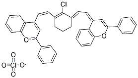 4-[2-[2-CHLORO-3-[(2-PHENYL-4 H-1-BENZOPYRAN-4-YLIDENE)ETHYLIDENE]-1-CYCLOHEXEN-1-YL]ETHENYL]-2-PHENYL-1-BENZOPYRYLIUM PERCHLORATE 结构式