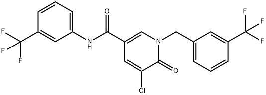 5-CHLORO-6-OXO-1-[3-(TRIFLUOROMETHYL)BENZYL]-N-[3-(TRIFLUOROMETHYL)PHENYL]-1,6-DIHYDRO-3-PYRIDINECARBOXAMIDE 结构式