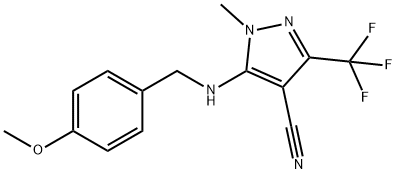 5-[(4-METHOXYBENZYL)AMINO]-1-METHYL-3-(TRIFLUOROMETHYL)-1H-PYRAZOLE-4-CARBONITRILE 结构式