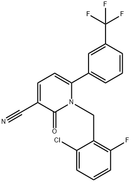 1-(2-CHLORO-6-FLUOROBENZYL)-2-OXO-6-[3-(TRIFLUOROMETHYL)PHENYL]-1,2-DIHYDRO-3-PYRIDINECARBONITRILE 结构式