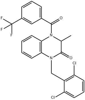 1-(2,6-DICHLOROBENZYL)-3-METHYL-4-[3-(TRIFLUOROMETHYL)BENZOYL]-3,4-DIHYDRO-2(1H)-QUINOXALINONE 结构式