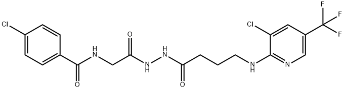 4-CHLORO-N-(2-[2-(4-([3-CHLORO-5-(TRIFLUOROMETHYL)-2-PYRIDINYL]AMINO)BUTANOYL)HYDRAZINO]-2-OXOETHYL)BENZENECARBOXAMIDE 结构式