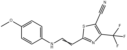 2-[2-(4-METHOXYANILINO)VINYL]-4-(TRIFLUOROMETHYL)-1,3-THIAZOLE-5-CARBONITRILE 结构式
