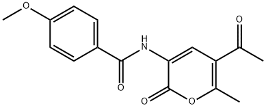 N-(5-乙酰基-6-甲基-2-氧代-2H-吡喃-3-基)-4-甲氧基苯甲酰胺 结构式