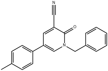 1-BENZYL-5-(4-METHYLPHENYL)-2-OXO-1,2-DIHYDRO-3-PYRIDINECARBONITRILE 结构式