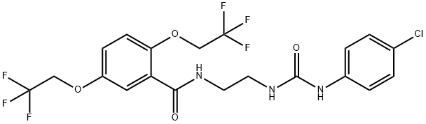 N-(2-([(4-CHLOROANILINO)CARBONYL]AMINO)ETHYL)-2,5-BIS(2,2,2-TRIFLUOROETHOXY)BENZENECARBOXAMIDE 结构式