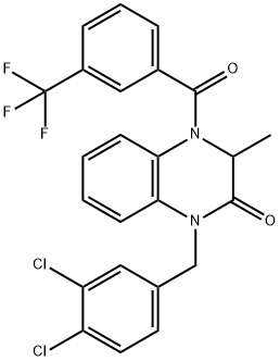 1-(3,4-DICHLOROBENZYL)-3-METHYL-4-[3-(TRIFLUOROMETHYL)BENZOYL]-3,4-DIHYDRO-2(1H)-QUINOXALINONE 结构式