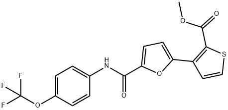 Methyl 3-(5-([4-(trifluoromethoxy)anilino]carbonyl)-2-furyl)-2-thiophenecarboxylate 结构式