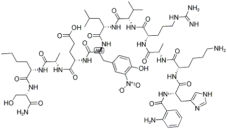 ABZ-HIS-LYS-ALA-ARG-VAL-LEU-TYR: NO2-GLU-ALA-NLE-SER-NH2 结构式