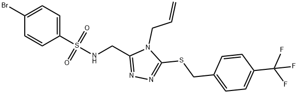 N-[(4-ALLYL-5-([4-(TRIFLUOROMETHYL)BENZYL]SULFANYL)-4H-1,2,4-TRIAZOL-3-YL)METHYL]-4-BROMOBENZENESULFONAMIDE 结构式