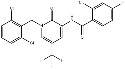 2-CHLORO-N-[1-(2,6-DICHLOROBENZYL)-2-OXO-5-(TRIFLUOROMETHYL)-1,2-DIHYDRO-3-PYRIDINYL]-4-FLUOROBENZENECARBOXAMIDE 结构式