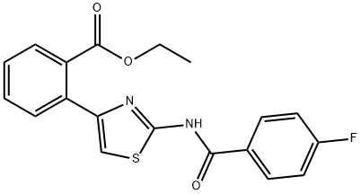 ETHYL 2-(2-[(4-FLUOROBENZOYL)AMINO]-1,3-THIAZOL-4-YL)BENZENECARBOXYLATE 结构式