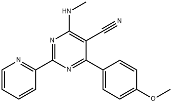 4-(4-甲氧基苯基)-6-(甲氨基)-2-(吡啶-2-基)嘧啶-5-甲腈 结构式