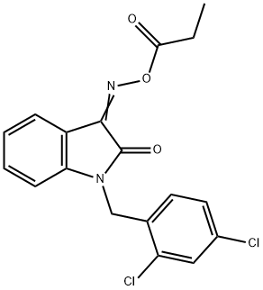 1-(2,4-DICHLOROBENZYL)-3-[(PROPIONYLOXY)IMINO]-1,3-DIHYDRO-2H-INDOL-2-ONE 结构式