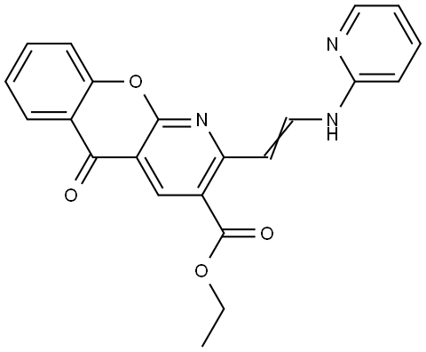 Ethyl 5-oxo-2-[2-(2-pyridinylamino)vinyl]-5H-chromeno[2,3-b]pyridine-3-carboxylate 结构式