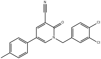 1-(3,4-DICHLOROBENZYL)-5-(4-METHYLPHENYL)-2-OXO-1,2-DIHYDRO-3-PYRIDINECARBONITRILE 结构式