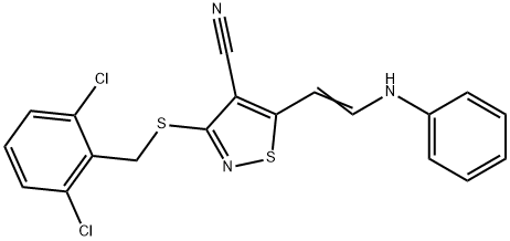 5-(2-ANILINOVINYL)-3-[(2,6-DICHLOROBENZYL)SULFANYL]-4-ISOTHIAZOLECARBONITRILE 结构式