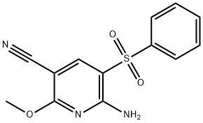 6-Amino-2-methoxy-5-(phenylsulfonyl)nicotinonitrile 结构式