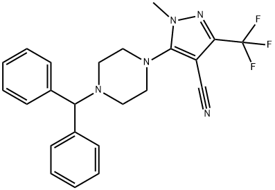 5-(4-BENZHYDRYLPIPERAZINO)-1-METHYL-3-(TRIFLUOROMETHYL)-1H-PYRAZOLE-4-CARBONITRILE 结构式