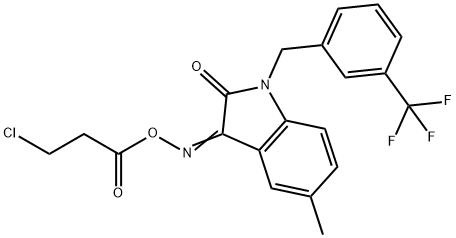 3-([(3-CHLOROPROPANOYL)OXY]IMINO)-5-METHYL-1-[3-(TRIFLUOROMETHYL)BENZYL]-1,3-DIHYDRO-2H-INDOL-2-ONE 结构式