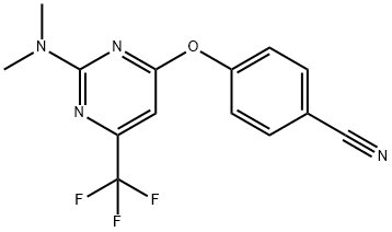 4-([2-(DIMETHYLAMINO)-6-(TRIFLUOROMETHYL)-4-PYRIMIDINYL]OXY)BENZENECARBONITRILE 结构式