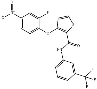 3-(2-FLUORO-4-NITROPHENOXY)-N-[3-(TRIFLUOROMETHYL)PHENYL]-2-THIOPHENECARBOXAMIDE 结构式