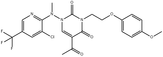 5-ACETYL-1-[[3-CHLORO-5-(TRIFLUOROMETHYL)-2-PYRIDINYL](METHYL)AMINO]-3-[2-(4-METHOXYPHENOXY)ETHYL]-2,4(1H,3H)-PYRIMIDINEDIONE 结构式