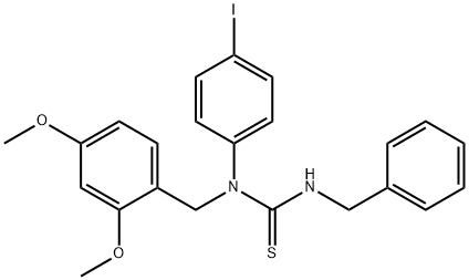 N'-BENZYL-N-(2,4-DIMETHOXYBENZYL)-N-(4-IODOPHENYL)THIOUREA 结构式