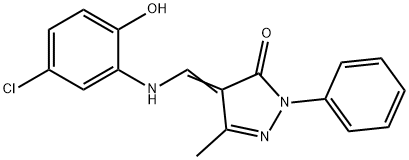 4-[(5-CHLORO-2-HYDROXYANILINO)METHYLENE]-5-METHYL-2-PHENYL-2,4-DIHYDRO-3H-PYRAZOL-3-ONE 结构式