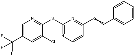 2-([3-Chloro-5-(trifluoromethyl)-2-pyridinyl]sulfanyl)-4-styrylpyrimidine 结构式