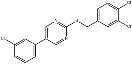 5-(3-CHLOROPHENYL)-2-PYRIMIDINYL 3,4-DICHLOROBENZYL SULFIDE 结构式