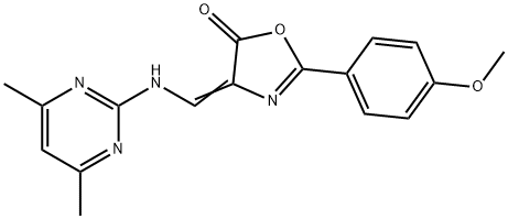 4-([(4,6-DIMETHYL-2-PYRIMIDINYL)AMINO]METHYLENE)-2-(4-METHOXYPHENYL)-1,3-OXAZOL-5(4H)-ONE 结构式