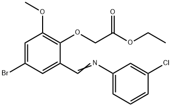 ETHYL 2-(4-BROMO-2-([(3-CHLOROPHENYL)IMINO]METHYL)-6-METHOXYPHENOXY)ACETATE 结构式