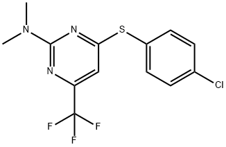 4-[(4-CHLOROPHENYL)SULFANYL]-N,N-DIMETHYL-6-(TRIFLUOROMETHYL)-2-PYRIMIDINAMINE 结构式