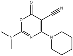 2-(DIMETHYLAMINO)-6-OXO-4-PIPERIDINO-6H-1,3-OXAZINE-5-CARBONITRILE 结构式