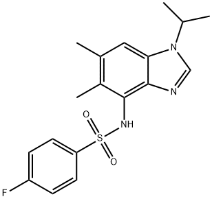 4-Fluoro-N-(1-isopropyl-5,6-dimethyl-1H-1,3-benzimidazol-4-yl)benzenesulfonamide 结构式