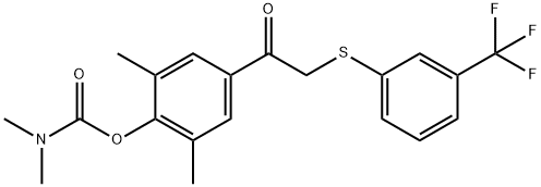 2,6-Dimethyl-4-(2-([3-(trifluoromethyl)phenyl]sulfanyl)acetyl)phenyl N,N-dimethylcarbamate 结构式