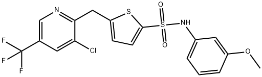 5-([3-Chloro-5-(trifluoromethyl)-2-pyridinyl]methyl)-N-(3-methoxyphenyl)-2-thiophenesulfonamide 结构式