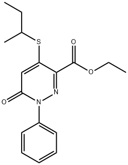 Ethyl 4-(sec-butylsulfanyl)-6-oxo-1-phenyl-1,6-dihydro-3-pyridazinecarboxylate 结构式